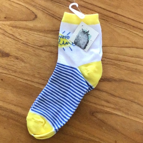 Vibrant Yellow and Blue Casual Socks with Playful Design - NWT - Picture 1 of 4